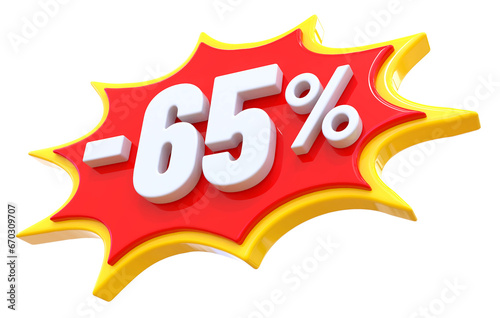 65 Percent Discount Sticker 