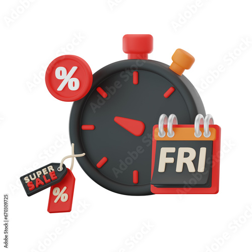 Sale Time Black Friday 3D Illustrations