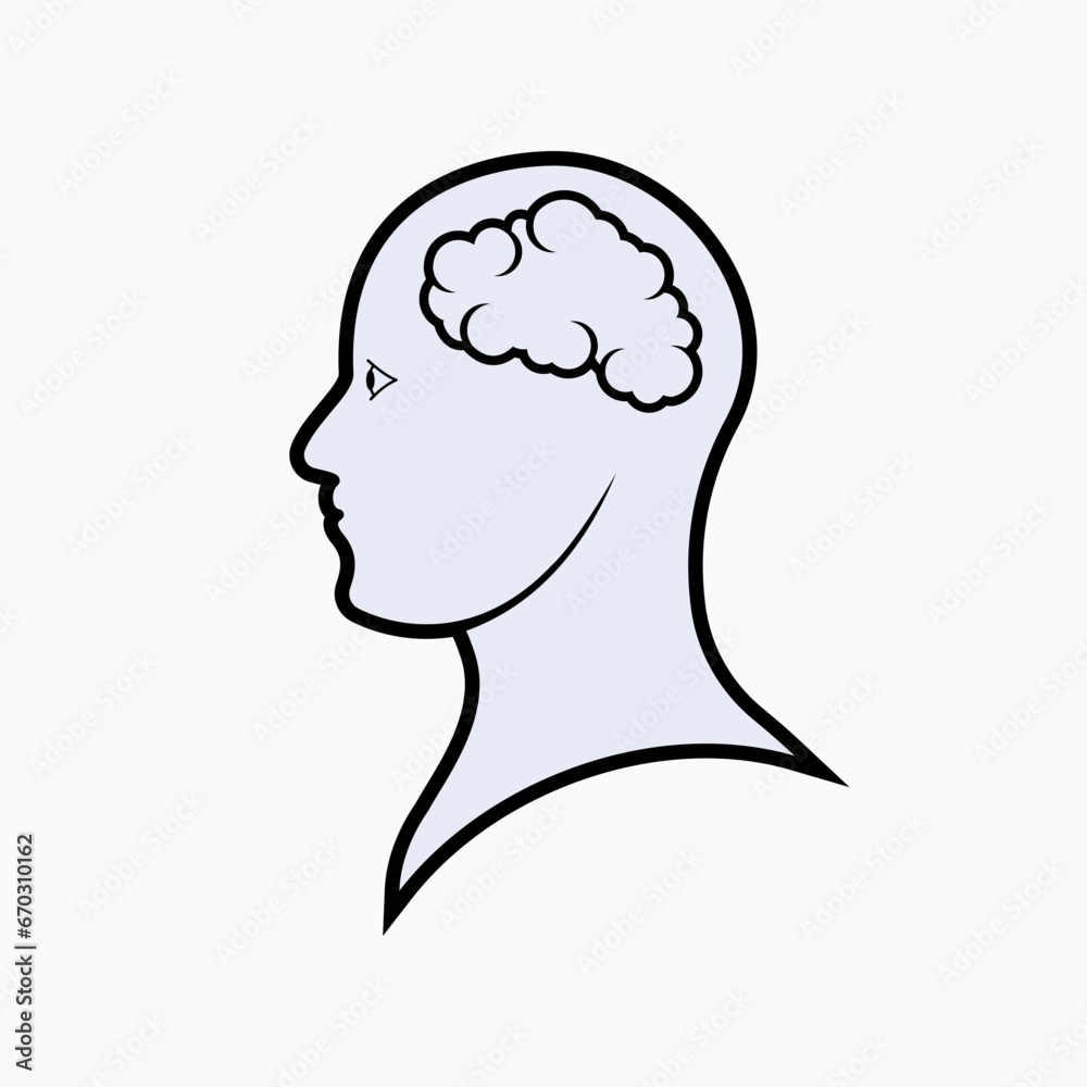 Man Brain Icon. Genius, Clever. Creative, Intellectual Symbol.