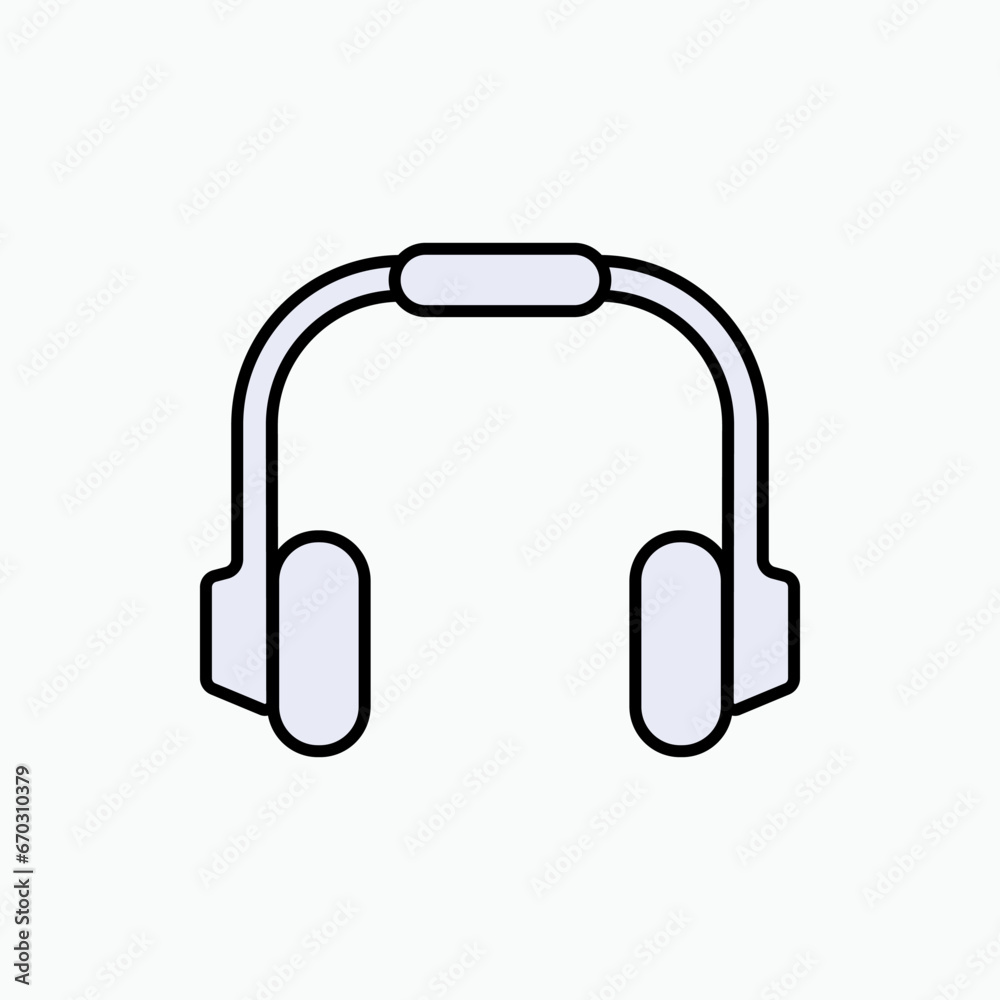 Headphone Icon. Hearing Equipment Symbol - Vector. Headphone Icon. Hearing Equipment Symbol - Vector.