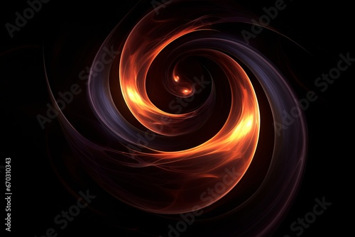 "Enigmatic swirling luminescent form emerging from darkness, Generative AI