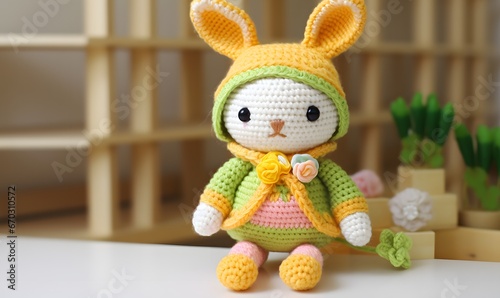 a cozy animal knitting doll  Generative AI