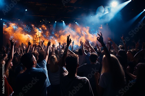 concert worship people crowd music party light night club dance disco rock event dj stage laser nightclub festival audience show silhouette entertainment blue fun