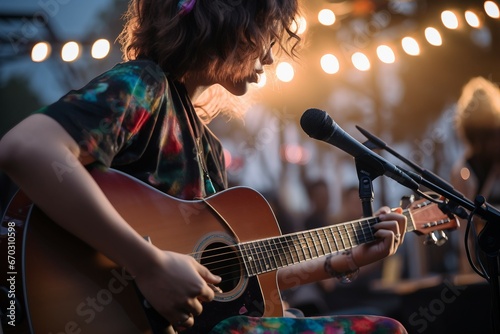 festivals music concert mini festival stage sings singer lead plays musician the melody guitar guitarist player tuning man musical play photo