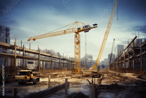 site construction building crane lifting machinery architecture technology engineering industrial industry scaffolding housing project urban growth sky work skyscraper future equipment