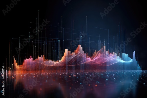 illustration 3d form graph technology data visualisation abstract datum business complex futuristic infographic glitch background networking social system communication statistic photo