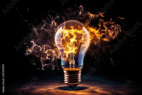 speed high taken shot bulb electric traditional explosion creativity light background crash invention conceptual creative filament technology abstract lamp glasses burn innovation energy photo