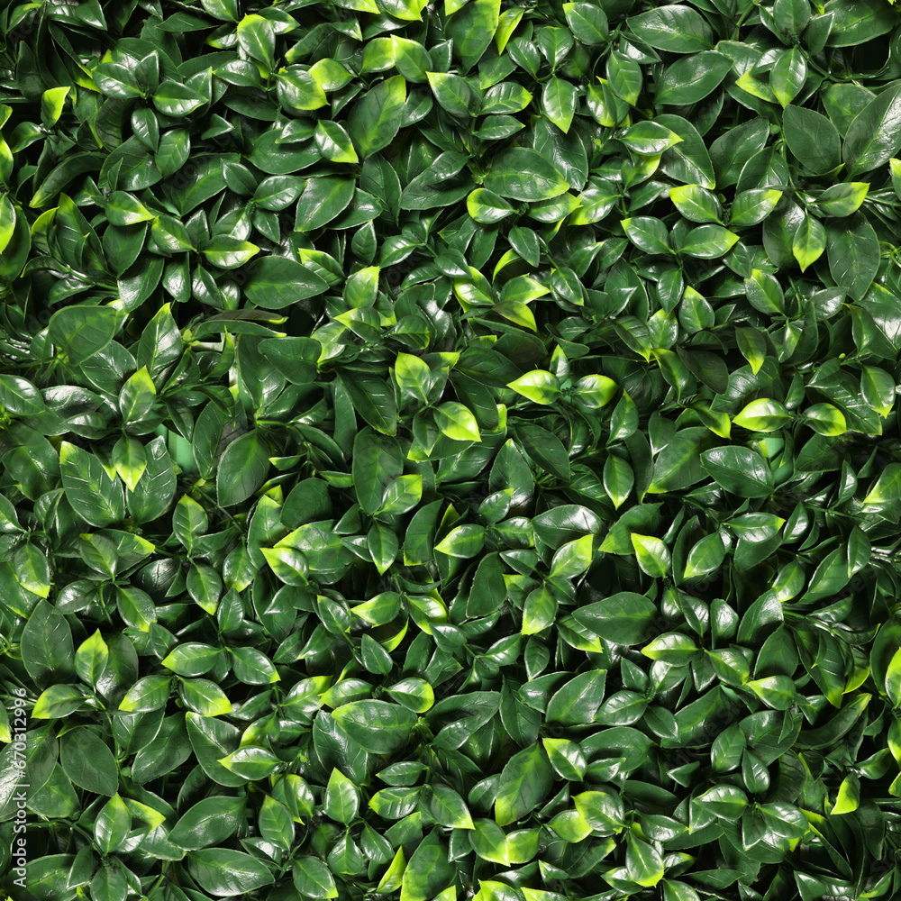 Fototapeta premium Lush bright green artificial plants as background