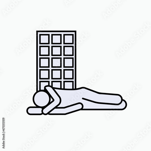 Homeless Icon. Person No Shelter. Beggar, Hungry People Symbol.