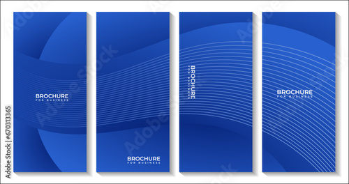 set of brochures. modern blue wave dynamic gradient background with lines