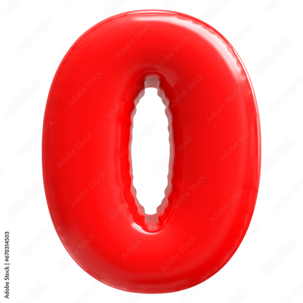 Red Number 0 Bubble 3D Render Red Number 0 Bubble 3D Render