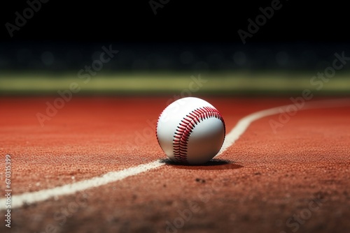 rubber track red ball baseball new field horizontal white team sport game athletic infield recreation dirt green competition summer promote seam pattern circle coach venue sphere plate stitching hom photo