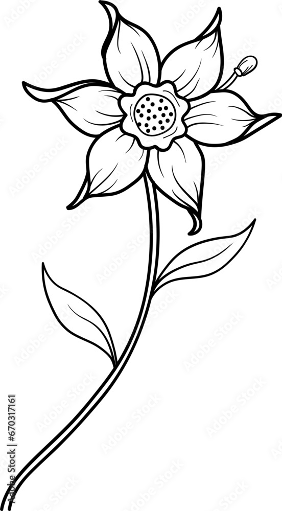 Obraz premium Daffodil flower outline illustration