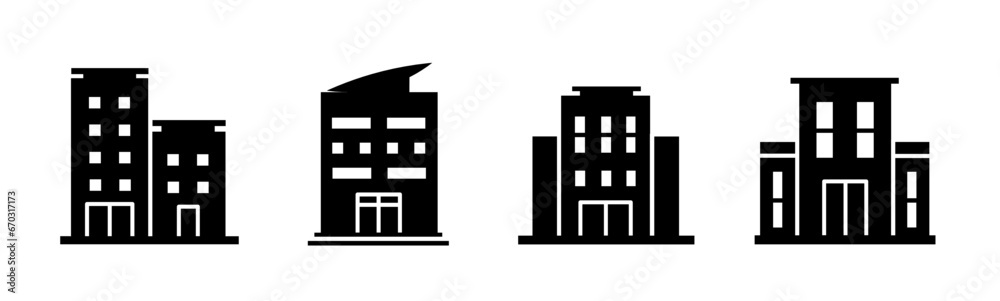 Building, city, silhoutte icon vector. Black color icon illustration design. Stock vector.