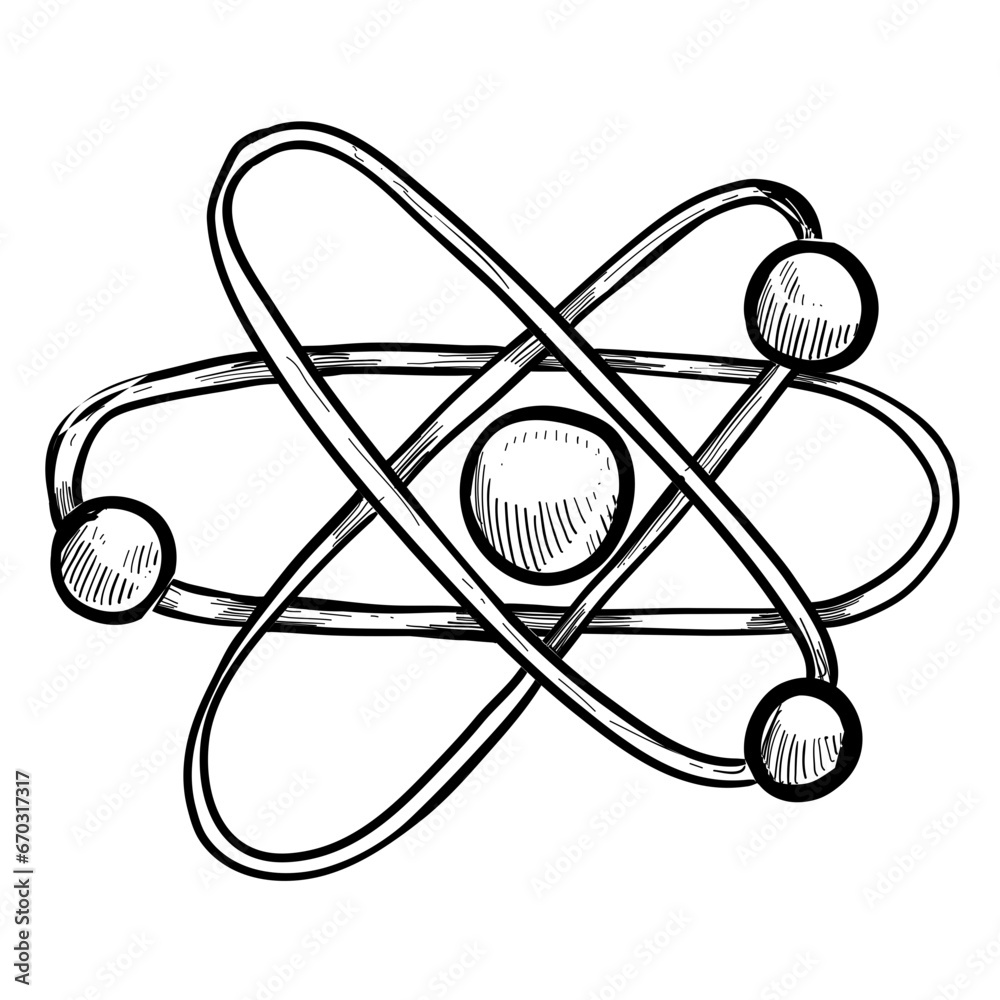 atom hand drawn atom hand drawn