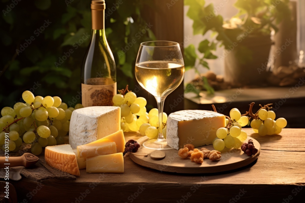 Indulging in a luxurious evening with a glass of Gewürztraminer and a selection of fine cheeses