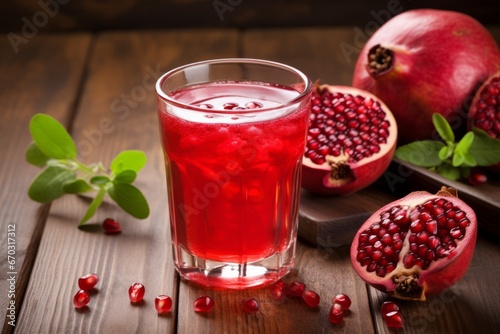 A Vibrant Red Glass of Strawberry Pomegranate Juice Illuminated by the Warm Summer Sunshine