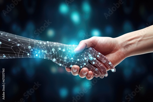 background blue handshake digital businessman man male business future trust transformation futuristic office support industry corporate information technology engineering design greeting