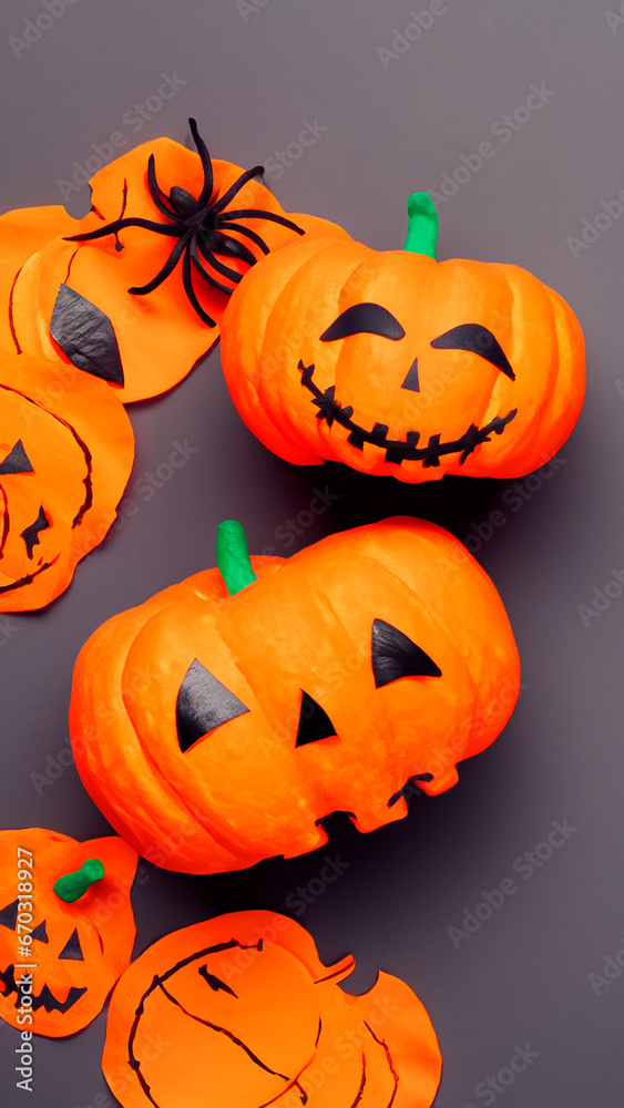 Vertical Halloween social media post with pumpkins