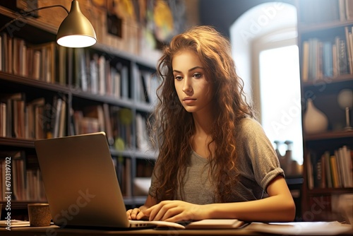 library college learning working girl student beautiful young laptop computer studying education book female school people exam technology sitting teenage cognition cyberspace casual attire