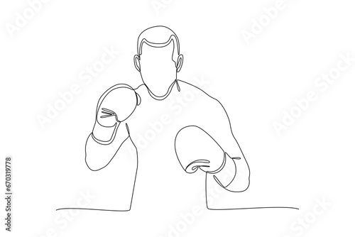 Continuous one line drawing boxers, Muai thai fighters. Boxing, sports, workout concept. Doodle vector illustration.
