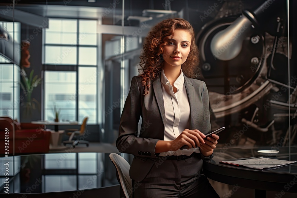 woman business modern manager office portrait female people person ceo face professional copy smile space businesswoman white caucasian cheerful cute beautiful confidence happiness - obrazy, fototapety, plakaty 