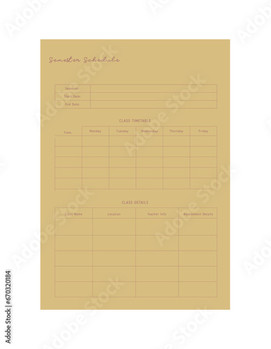 semester schedule planner. 
