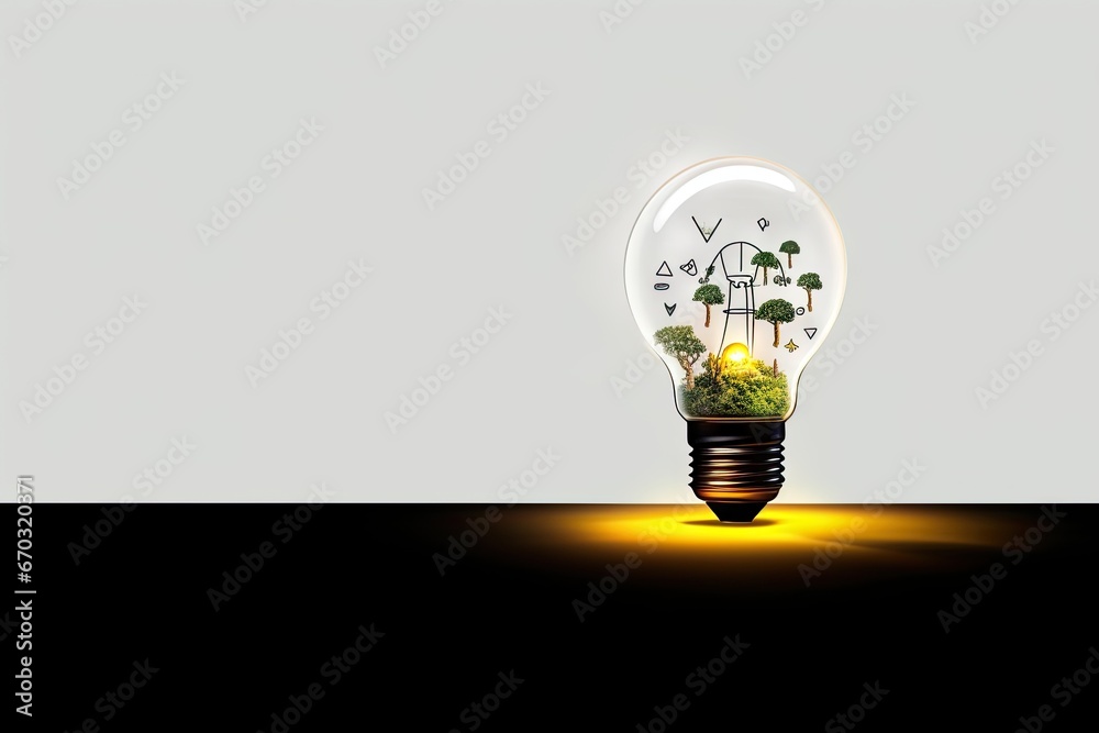 lay Flat bulb light concept Brainstorming idea thinking creativity ...