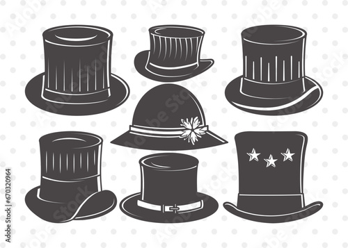 Top Hat Clipart SVG Cut File | Cowboy Hat Svg | Party Hat Svg | Woman Hat Svg | Bundle | Eps | Dxf | Png