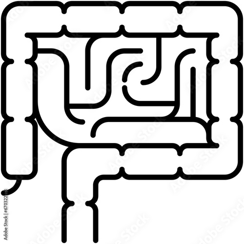 Intestine Icon. Bowel Human Stomach Symbol Stock Illustration. Vector Line Icons For UI Web Design And Presentation