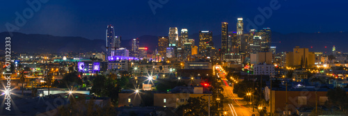 Konstfotografi Los Angeles City Skyline view from afar during the night