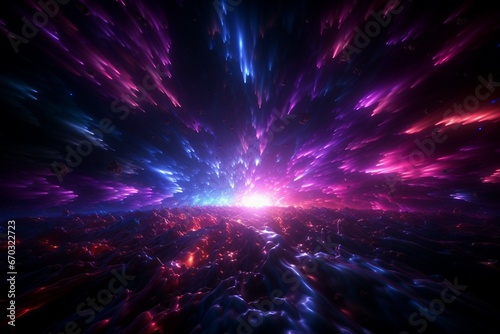 rendering 3d other celebration carnival party event background cosmic universe explosion galaxy light speed colors glow neon purple blue abstract bg fireworks photon ray technology flash
