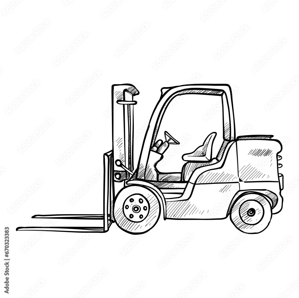 Heavy Equipment Vehicle Forklift handdrawn Heavy Equipment Vehicle Forklift handdrawn