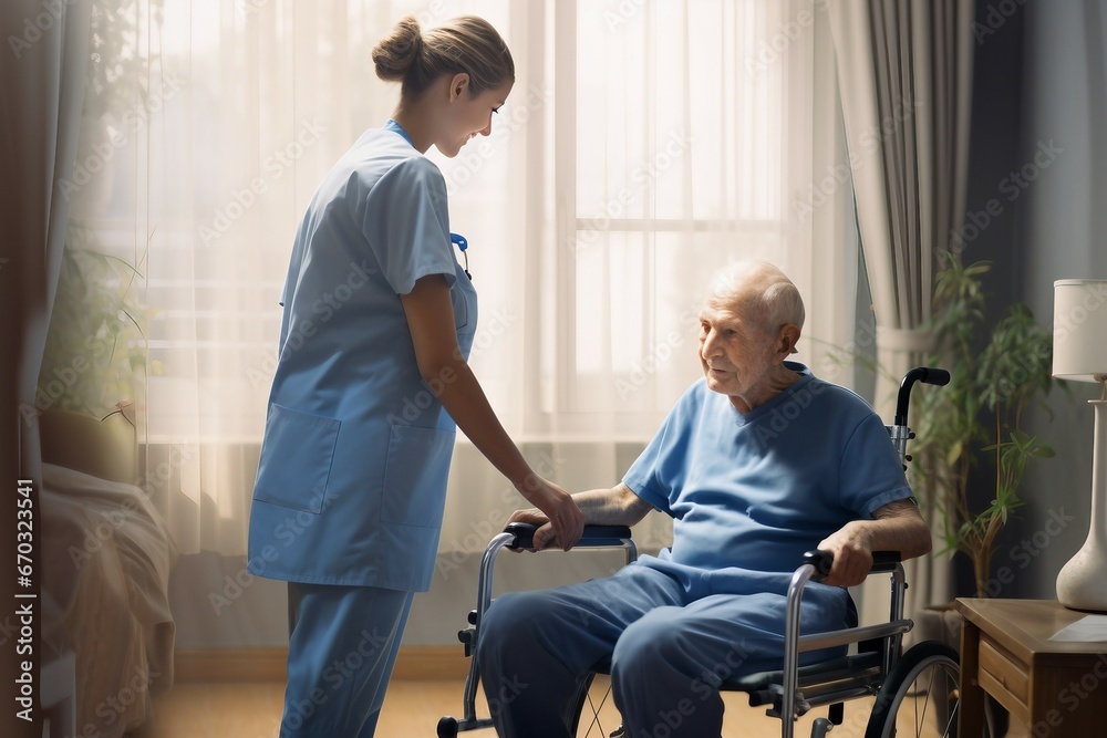 portrait african young nurse helping old elderly sable man grandfather walk using walker equipment bedroom senior patient nursing home moving walking frame support help health care assistance portrait african young nurse helping old elderly sable man grandfather walk using walker equipment bedroom senior patient nursing home moving walking frame support help health care assistance
