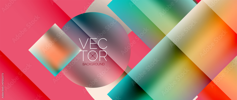 Squares and circles design. Fluid color gradients with metallic effects. Serene synergy of shapes, merging squares and circles into harmonious, captivating design Squares and circles design. Fluid color gradients with metallic effects. Serene synergy of shapes, merging squares and circles into harmonious, captivating design
