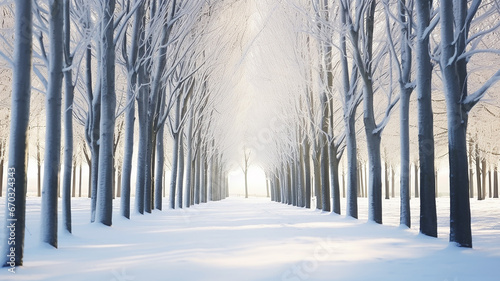 morning in the winter park, trees alley winter landscape © kichigin19