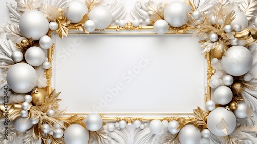 White christmas theme baroque frame