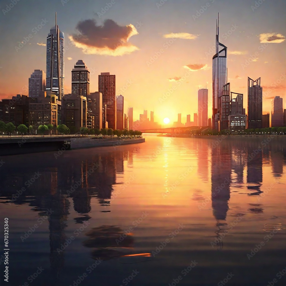 Building City And Sunset Building City And Sunset