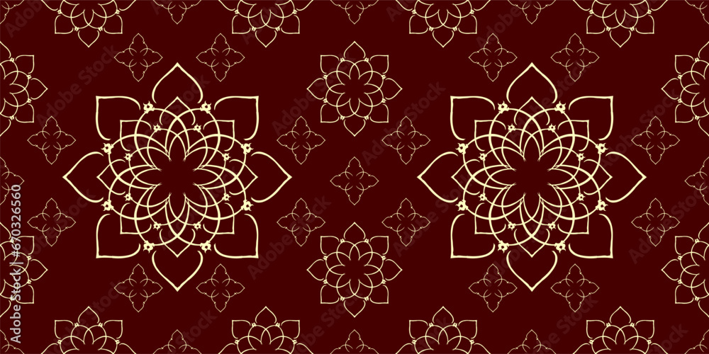 Abstract cold RED background texture in geometric ornamental style. Seamless design