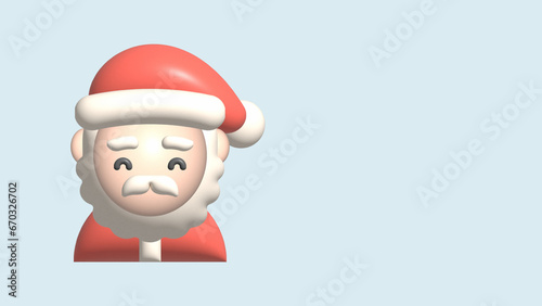 3d cute Santa Claus figurine. Illustration of Santa Claus figurines on an empty background