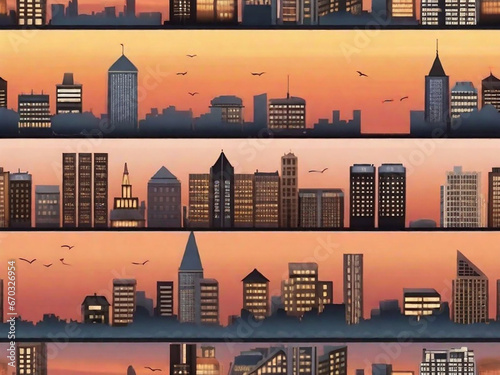 Building City And Sunset