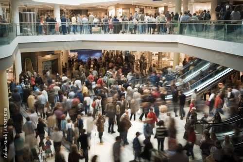 crowd center shopping centre people escalator rush tied-up stress city
