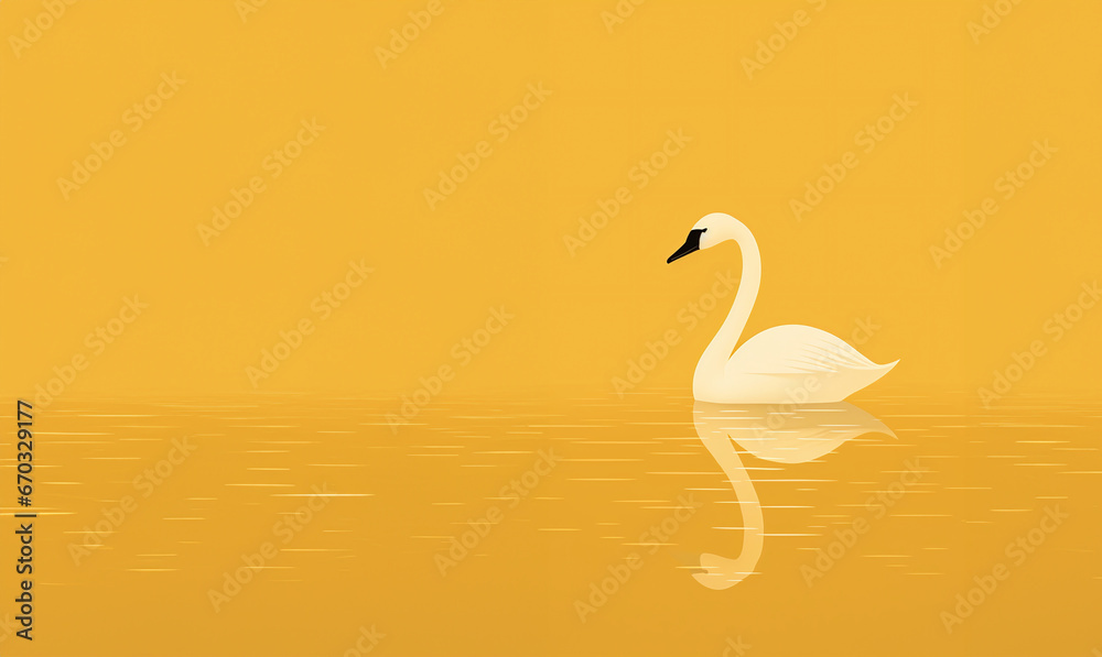 Fototapeta premium swan in yellow very simple flat illustration