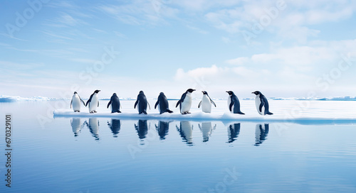 antarctic penguins on the icebergs photo
