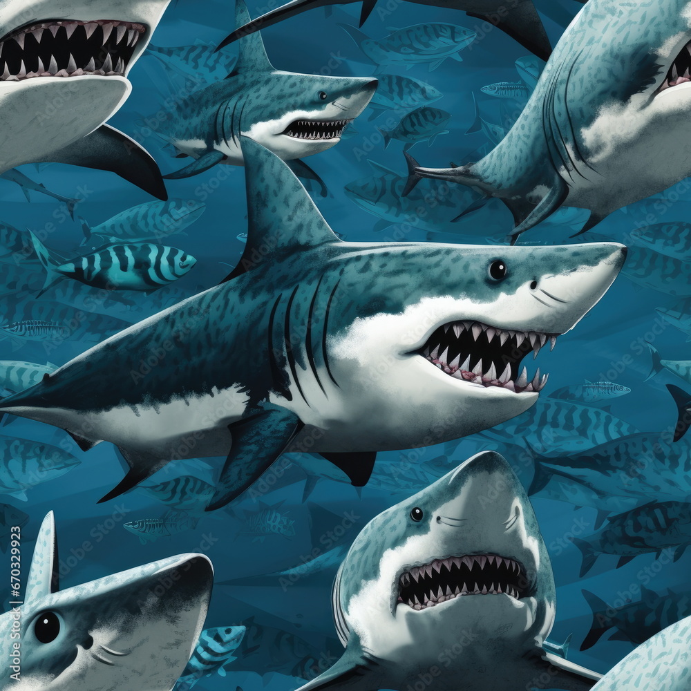 Seamless Pattern of Shark Seamless Pattern of Shark
