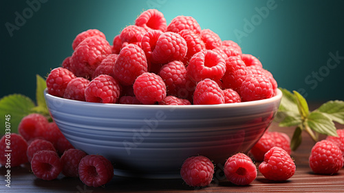 A bowl of fruit with a bunch of raspberries