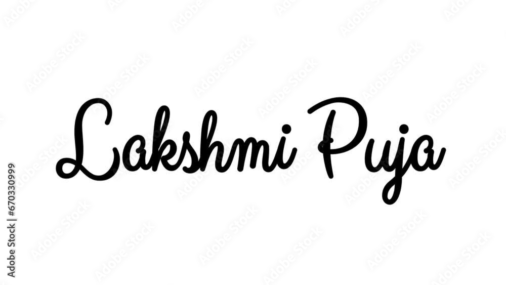 Lakshmi Puja Text Animation. Great for Lakshmi Puja Celebrations, lettering with alpha or transparent background, for banner, social media feed wallpaper stories