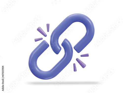 3d broken link chain icon vector illustration