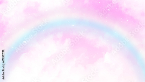 Rainbow fairy cloud background with a pink color