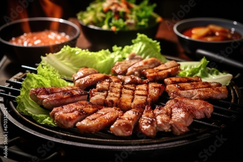 Enjoy the Exquisite Charred Meat Belly and Flavorful Wraps of Korean BBQ